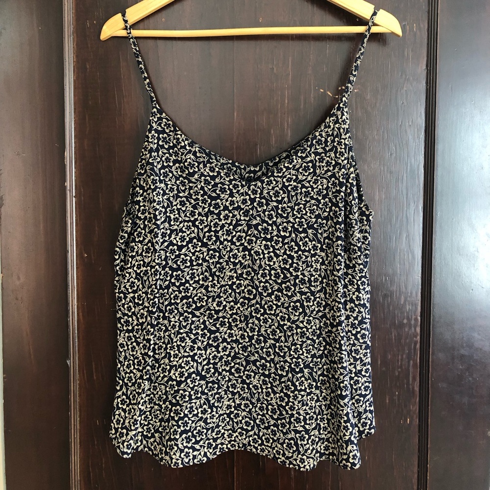 Reformation Black and Cream Floral Camisole